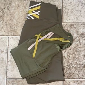 Fabletics matching olive green Strappy powerhold set